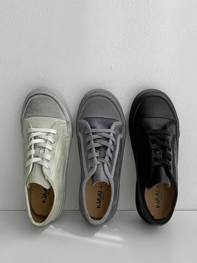 韓國 NAA 真皮仿舊髒髒帆布休閒女鞋1