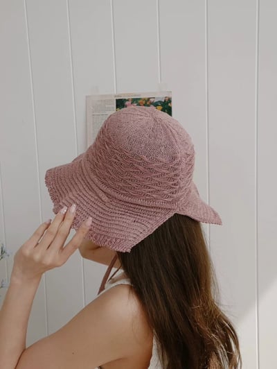韓國 UNI 初夏素色編織綁繩圓形漁夫帽5
