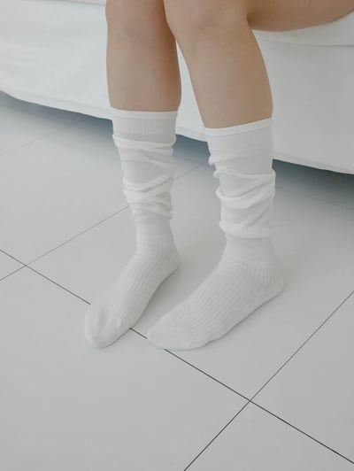 韓國UNI初春新款拼接透氣堆襪（長款）7