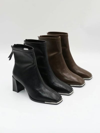 韓國PLA少見馬蹄金屬高跟短靴9