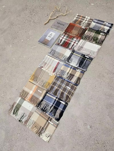 正韓EBA英倫格紋流蘇針織圍巾12