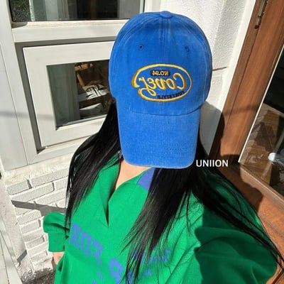 韓國 NU 中性單寧刷舊字母棒球帽1