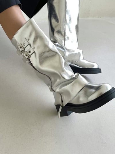 韓國ELF 熱銷款 直筒開鏈褲靴1