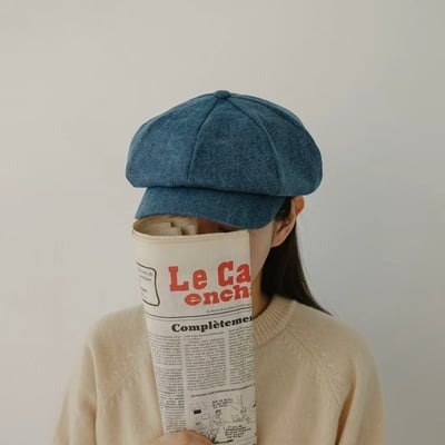 韓國UNI復古丹寧牛仔大帽沿報童帽3