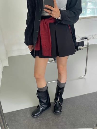 韓國PLA時髦下開V鏈短筒褲靴9