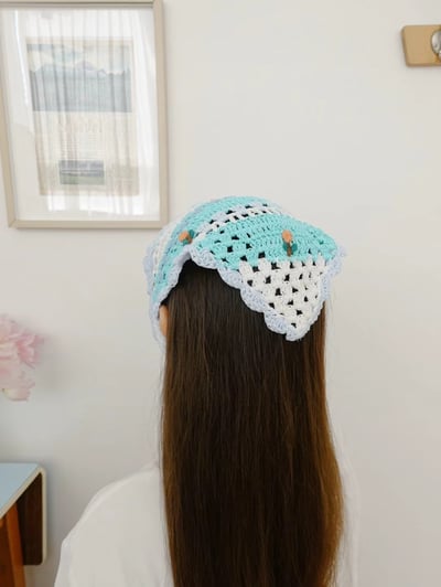 韓國 UNI 糖果手果編織小花頭巾絲巾5