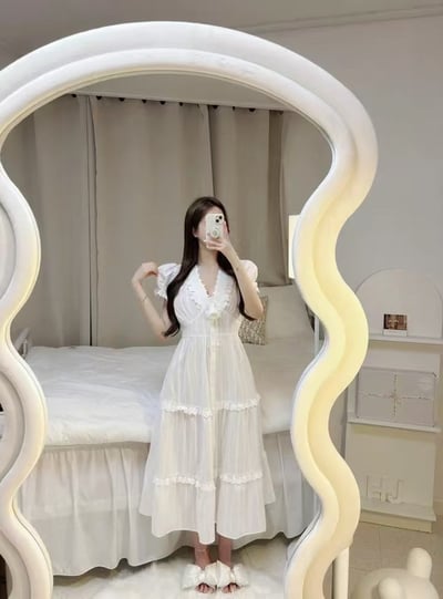 韓國 LUNA 法式玫瑰公主蛋糕長裙洋裝睡衣1