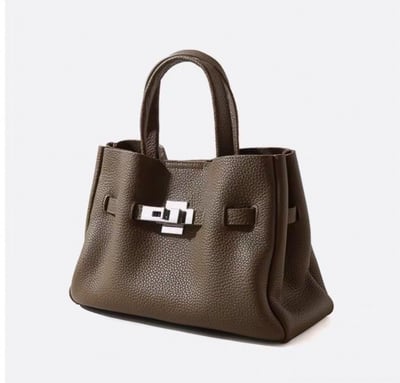 韓國TRO 高級牛皮荔枝軟皮鉑金手提側背包7