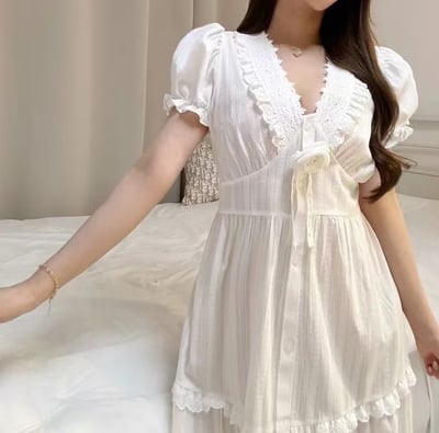 韓國 LUNA 法式玫瑰公主蛋糕長裙洋裝睡衣5