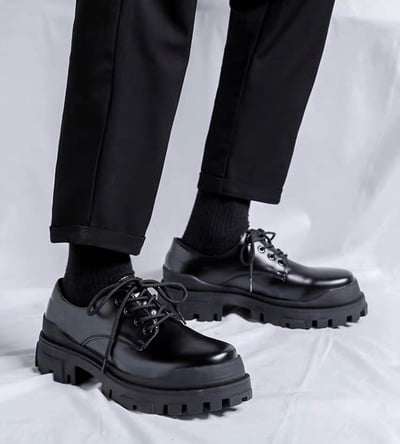 韓國 AL | 全素弧線包邊鋸齒增高皮鞋2