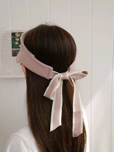 韓國 UNI 淑女撞色絲帶半罩遮陽帽1