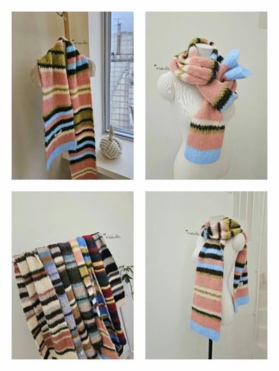 正韓EBA學院風撞色條紋圍巾 ( 8%羊毛 )14