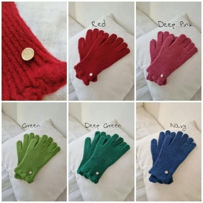 正韓花邊金釦單色手套 現貨(羊毛+纖維)5