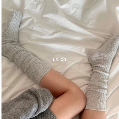 韓國UNI透氣直螺紋銀扣拼接長襪5