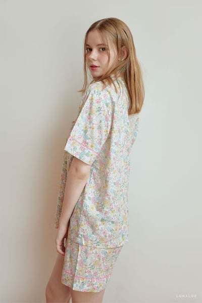 韓國 LUNA 歐風小清新碎花兩件式短褲睡衣4