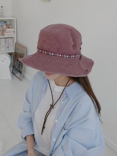 韓國UNI野外登山露營丹寧圖騰漁夫帽2