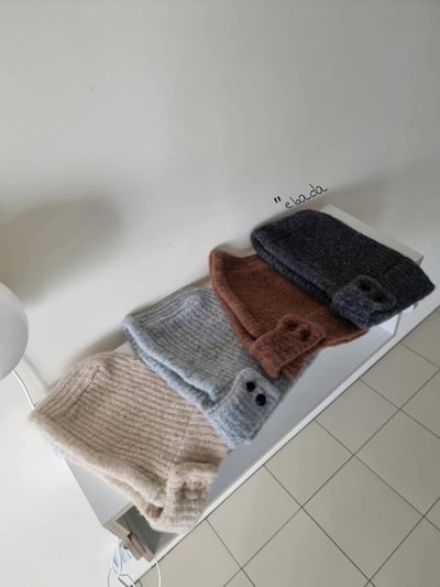 正韓EBA純色針織連帽圍巾5