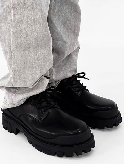 韓國 AL | 全素弧線包邊鋸齒增高皮鞋6