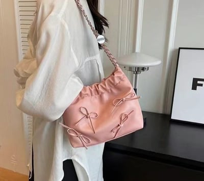 韓國TRO 高級感熟女蝴蝶結收口水桶包5