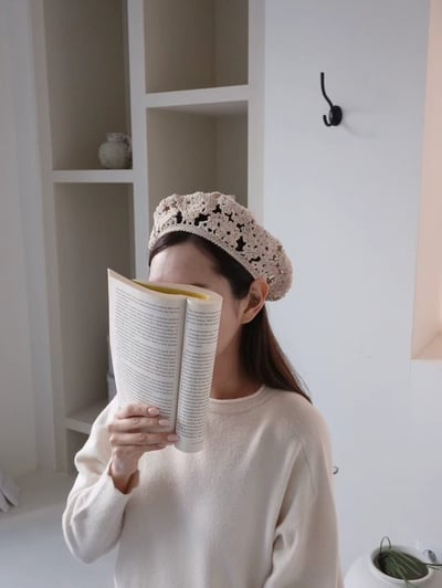 韓國UNI歐式蕾絲鏤空繡花平頂帽4