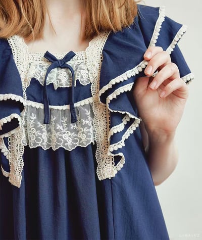 韓國 LUNA 歐風浪漫蛋糕荷葉魚尾長裙洋裝睡衣8