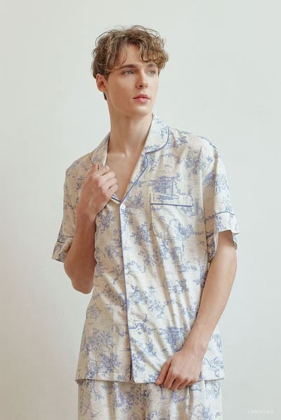 韓國 LUNA 南洋度假蕾絲兩件式短褲情侶睡衣2