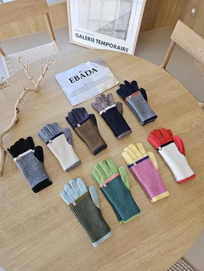 正韓EBA拚色長版百搭手套13