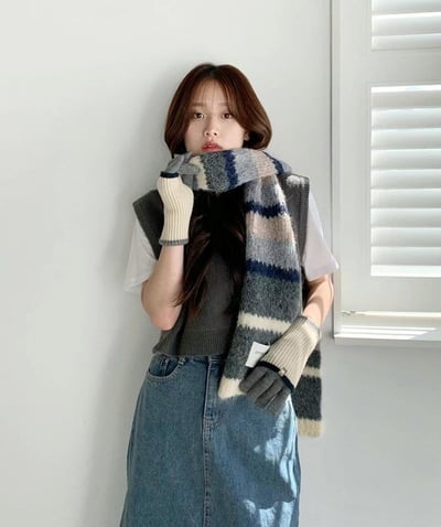 正韓EBA拚色長版百搭手套3