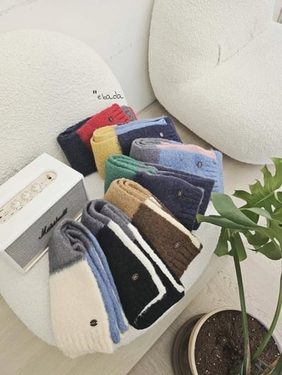 正韓EBA童系拼接針織圍巾8