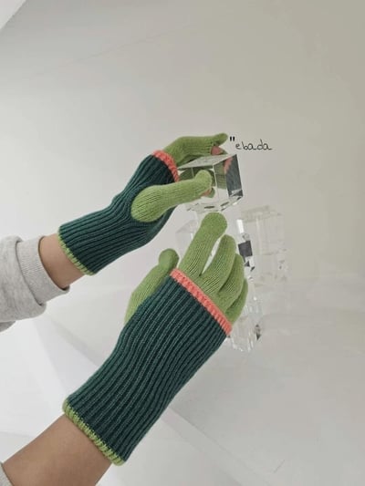 正韓EBA拚色長版百搭手套8
