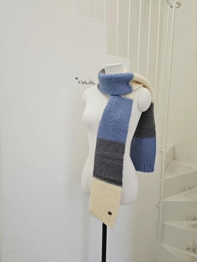 正韓EBA童系拼接針織圍巾11