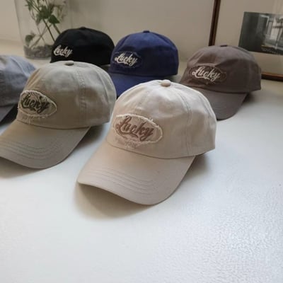 韓國UNI  復古仿舊幸運刺繡不收邊棒球帽7