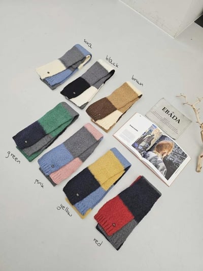 正韓EBA童系拼接針織圍巾15