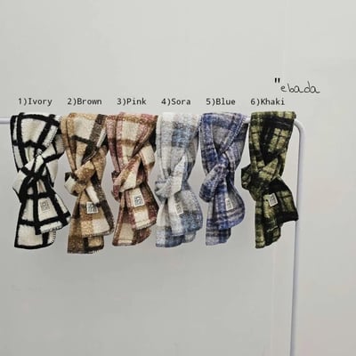 正韓EBA泰迪絨毛格紋圍巾10