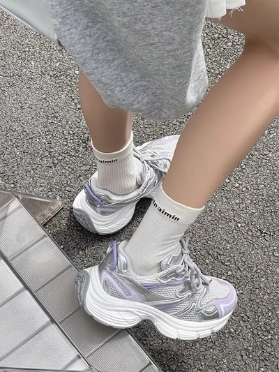 韓國 RU 纖網漸層銀系透氣老爹鞋7