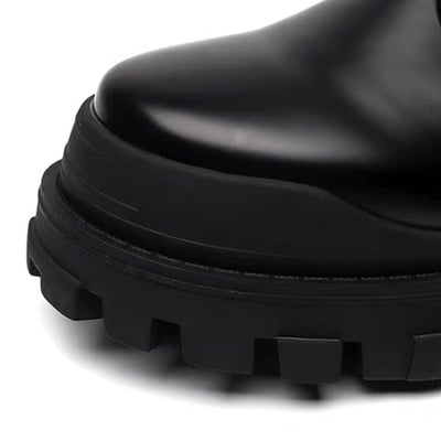 韓國 AL | 全素弧線包邊鋸齒增高皮鞋10