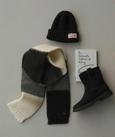 正韓EBA童系拼接針織圍巾9