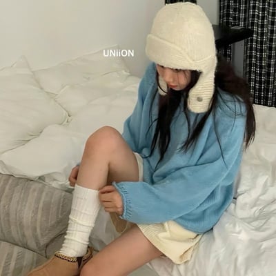 正韓UNI絨毛針織飛行帽5