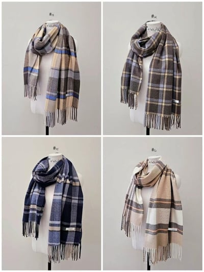 正韓EBA英倫格紋流蘇針織圍巾11