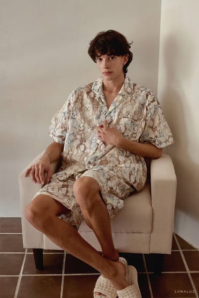 韓國 LUNA 童趣兔寶荷葉短褲套裝睡衣(男)7