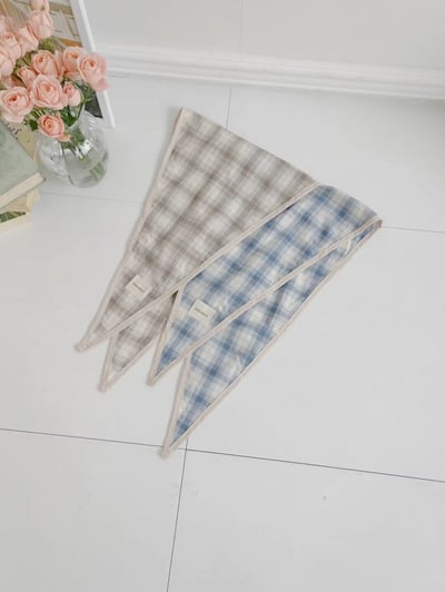 韓國 UNI 奶系野餐格紋頭巾絲巾11