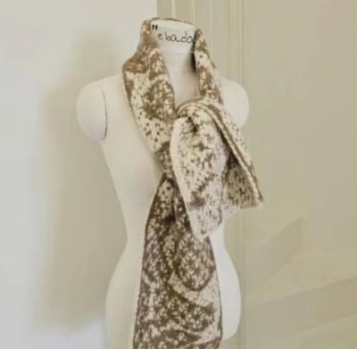 正韓EBA復古花紋針織圍巾 ( 7.7%羊毛)1