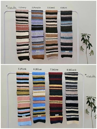 正韓EBA學院風撞色條紋圍巾 ( 8%羊毛 )18