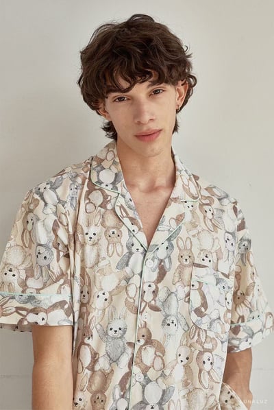 韓國 LUNA 童趣兔寶荷葉短褲套裝睡衣(男)2