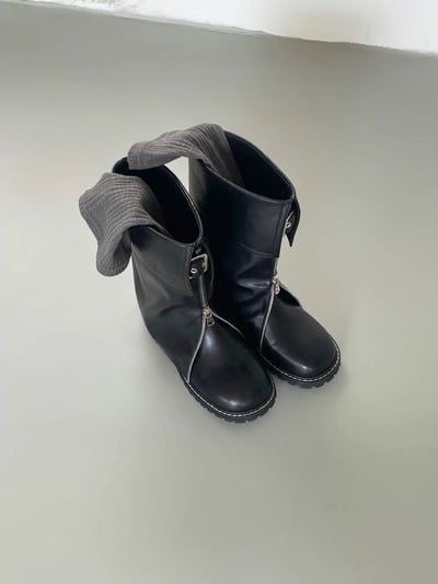 韓國PLA時髦下開V鏈短筒褲靴2