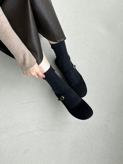 韓國ELF皮草低跟淑女百搭娃娃鞋2