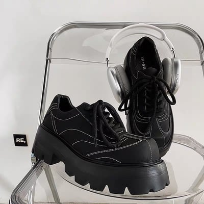 韓國 VBIN | 男款 8公分厚底線條鋸齒鬆糕鞋2