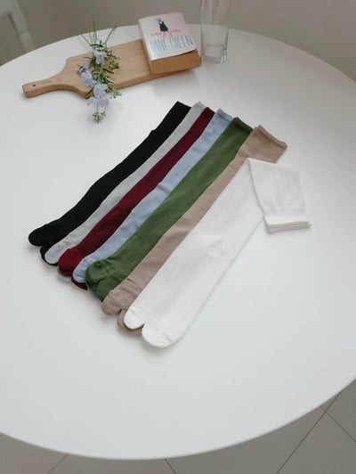 韓國 UNI 馬蹄素色透氣長統襪6