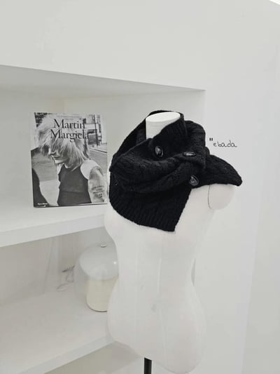 正韓EBA純色麻花鈕扣圍脖 ( 15%羊毛 )12