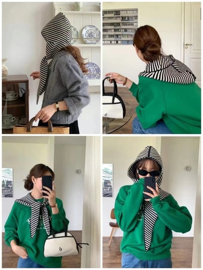 正韓EBA連帽條紋針織小圍巾3